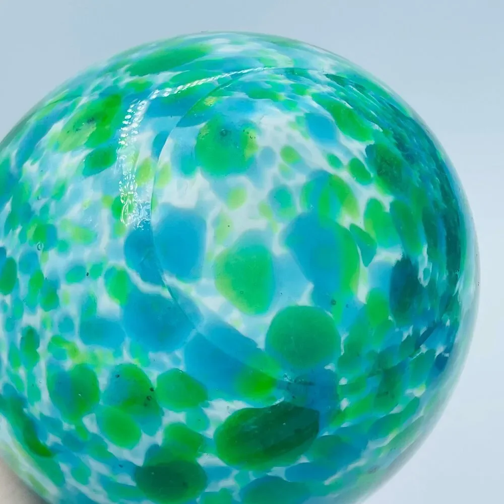 Multi-Colored Blue Green Turquoise Art Glass Speckled Vase